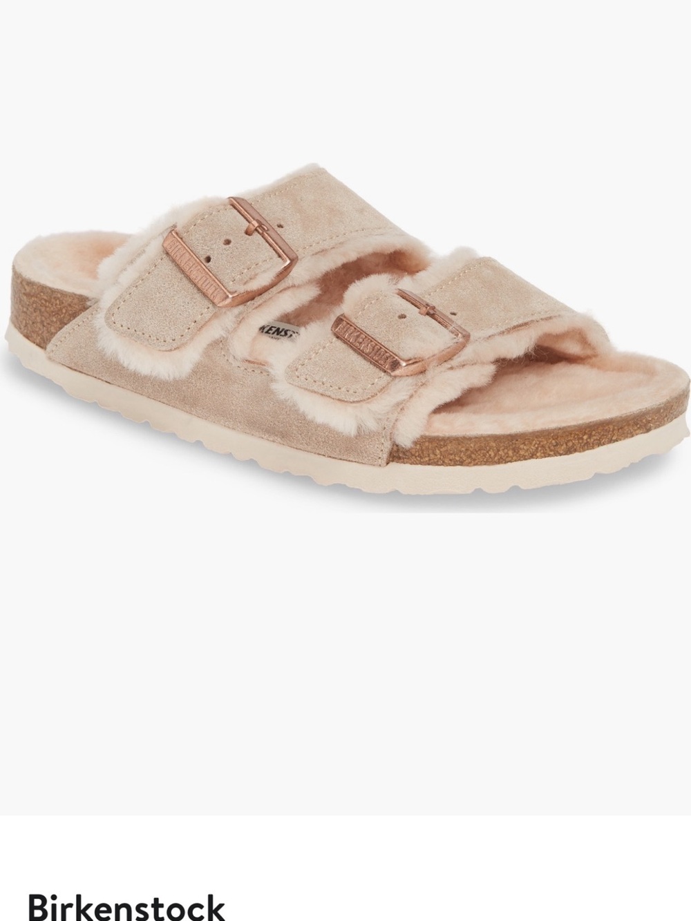 Birkenstock Shearling Arizona Slide Sandals in Beige
